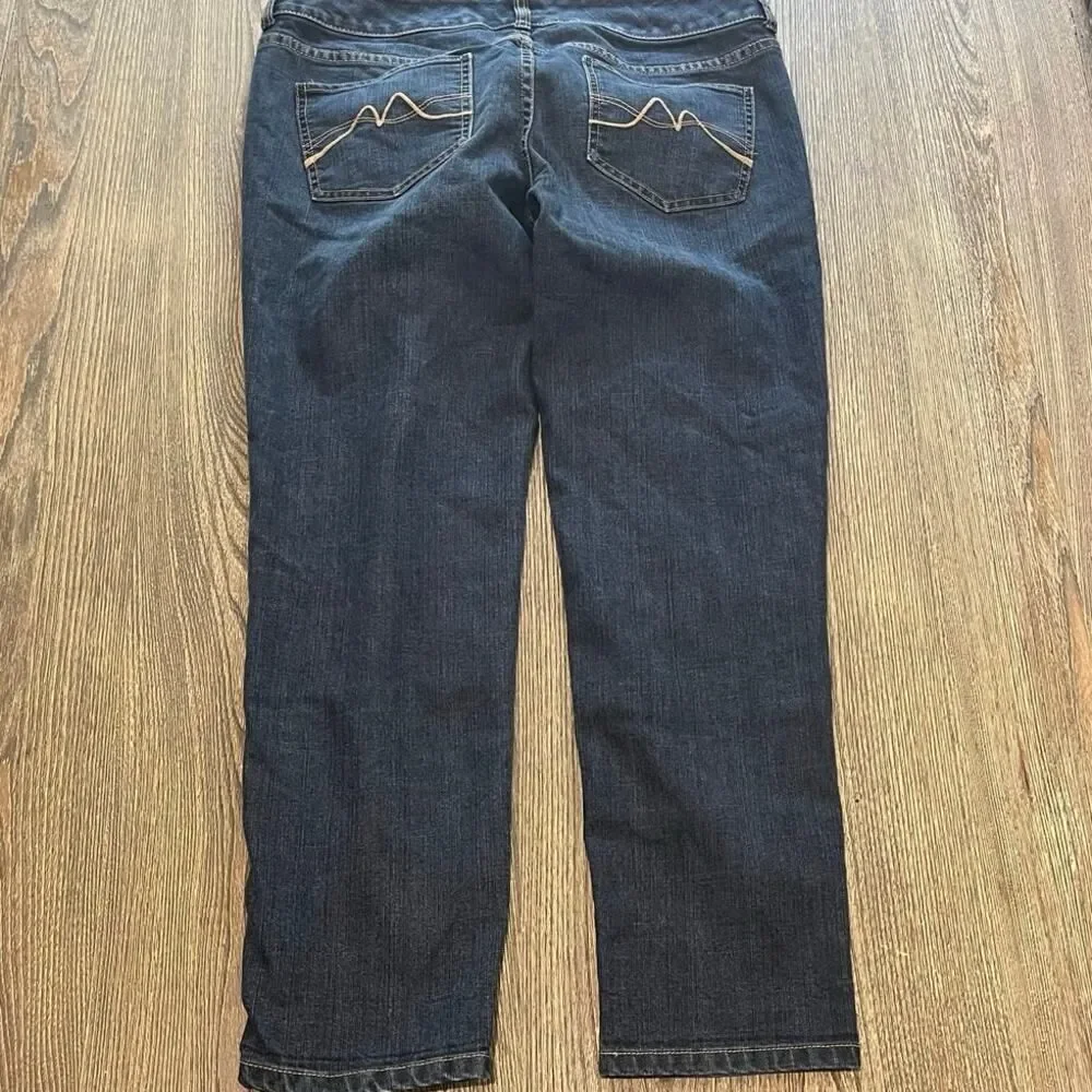 NY&C Womens Slim Slouch Jeans Straight Mid Rise Denim Dark Wash Blue Size 10